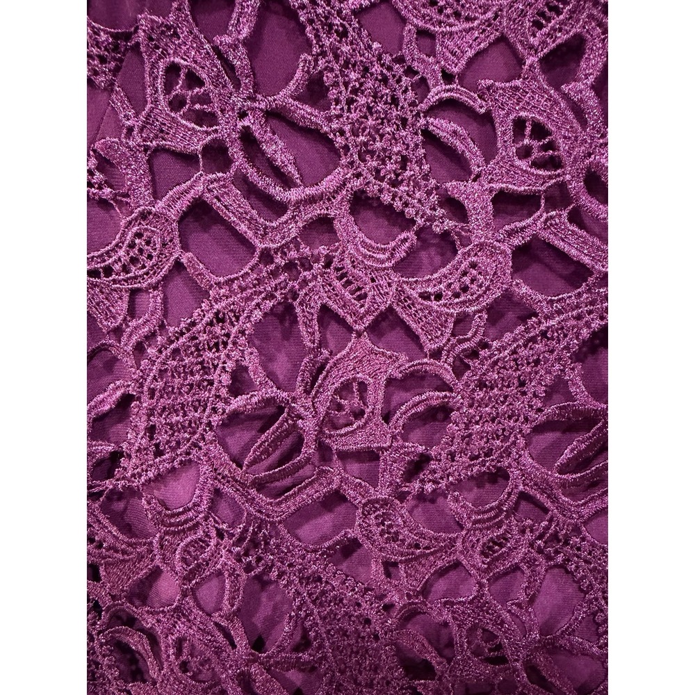 Lauren Ralph Lauren Lace Sheath Dress Purple Plum Cocktail Party Size 10 Midi - Picture 6 of 12